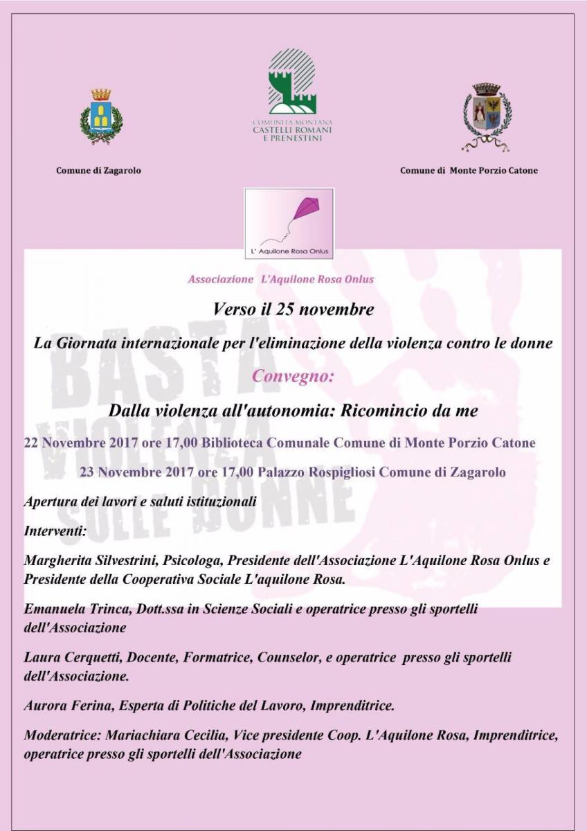 Verso il 25 Novembre, Giornata internazionale per l'eliminazione della violenza contro le donne - Convegno a Palazzo Rospigliosi il 23 Novembre