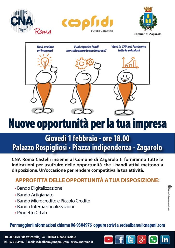 'Nuove opportunità per la tua impresa', un incontro a Palazzo Rospigliosi con la CNA Roma Castelli