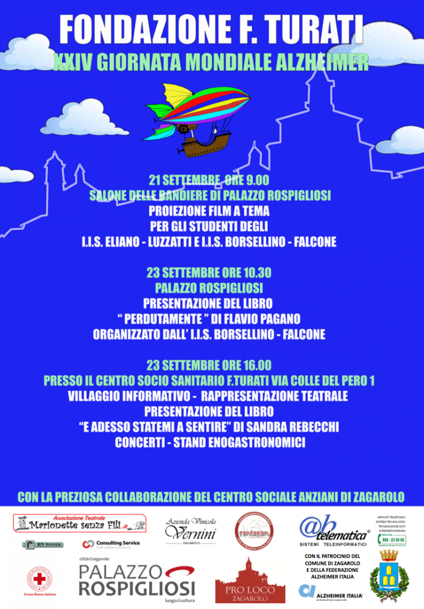 XXIV Giornata Mondiale dell'Alzheimer - Tutti gli eventi a Zagarolo con la Fondazione Turati e le associazioni locali