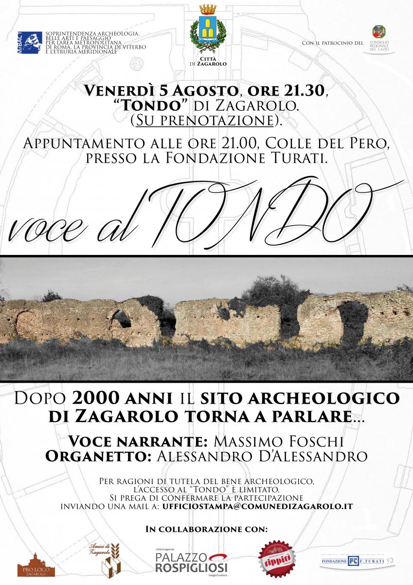 'Voce al Tondo', il sito archeologico di Zagarolo protagonista di una serata di cultura, suoni e luci - Venerdì 5 Agosto, ore 21.30