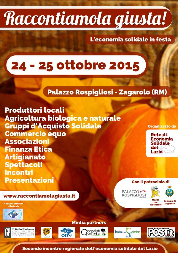 'Raccontiamola giusta!', l'economia solidale sbarca a Palazzo Rospigliosi (24 e 25 Ottobre)